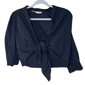 Zara Black Blouse with Front Tie